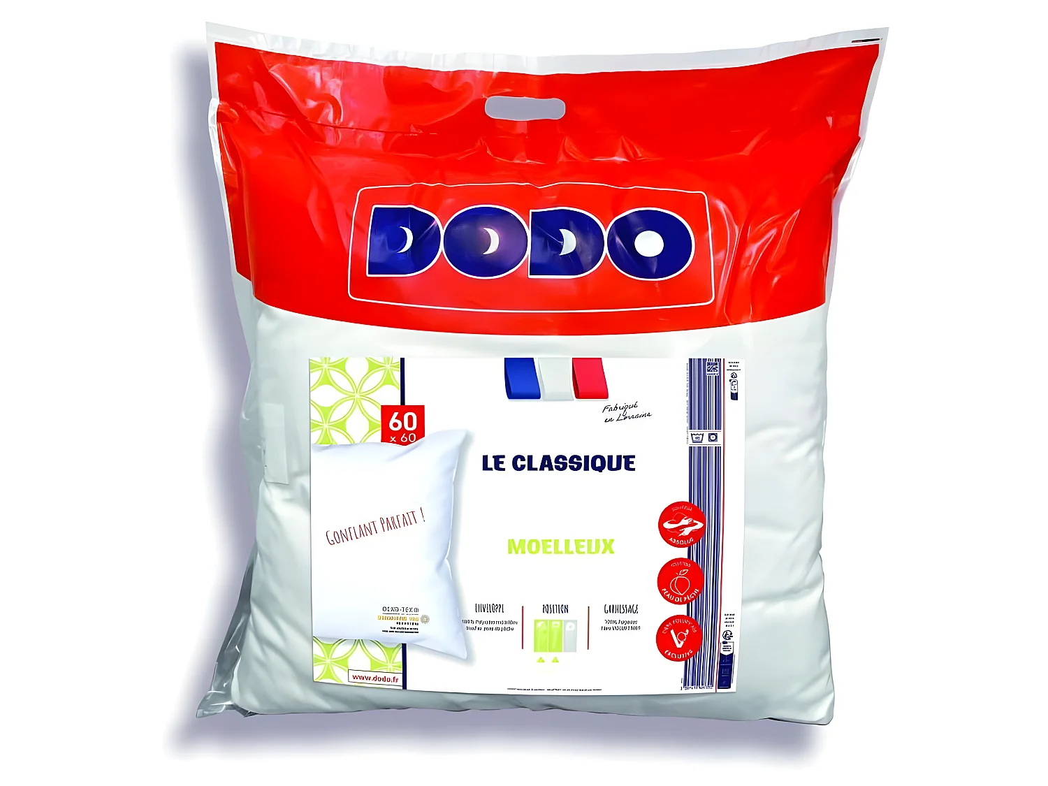 Cuscino Classico Gonfiabile Perfetto 60 x 60 cm Poliestere e Fibra Volupt'air