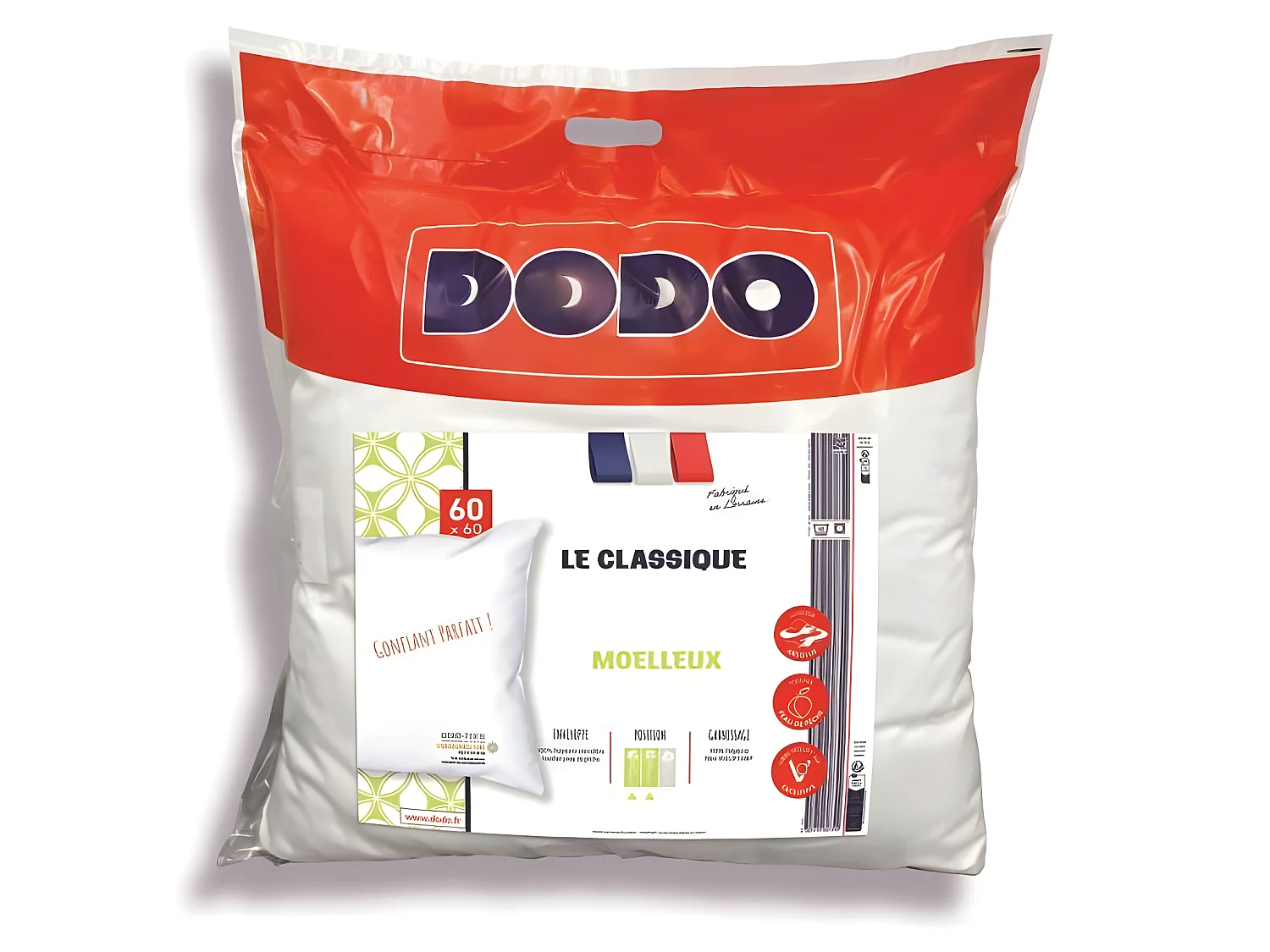 Cuscino Classico Gonfiabile Perfetto 60 x 60 cm Poliestere e Fibra Volupt'air