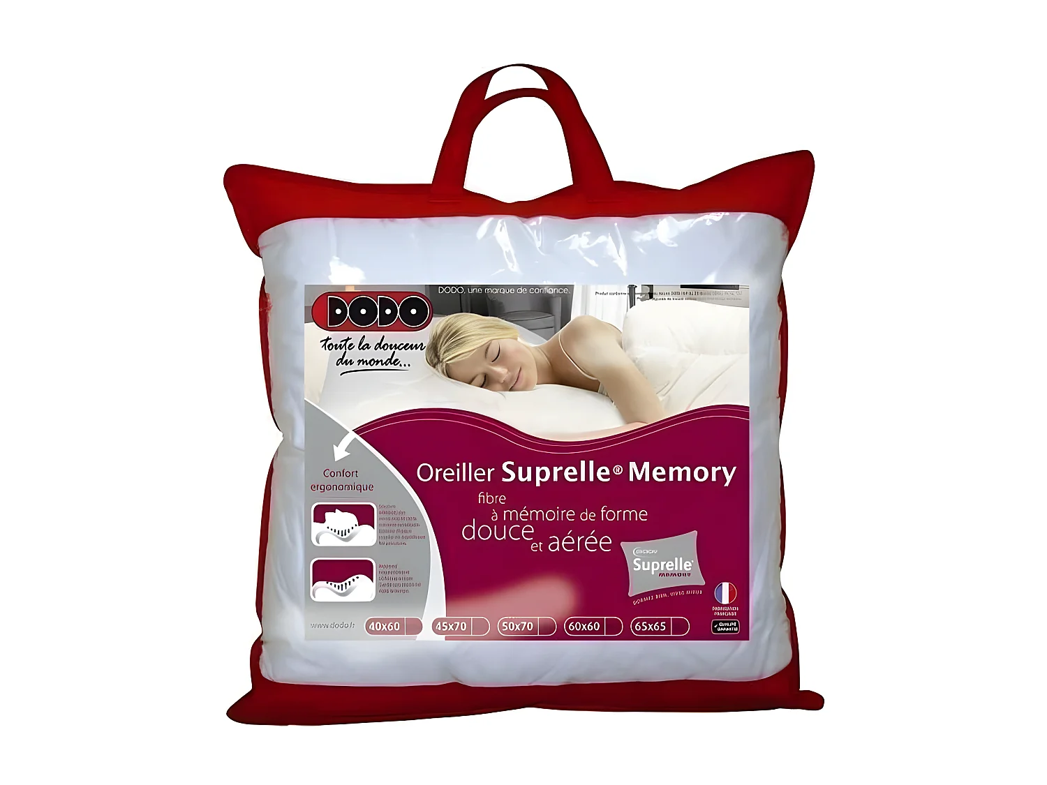 Almohada de espuma viscoelástica DODO SUPRELLE MEMORY 65x65cm - Ergonómica