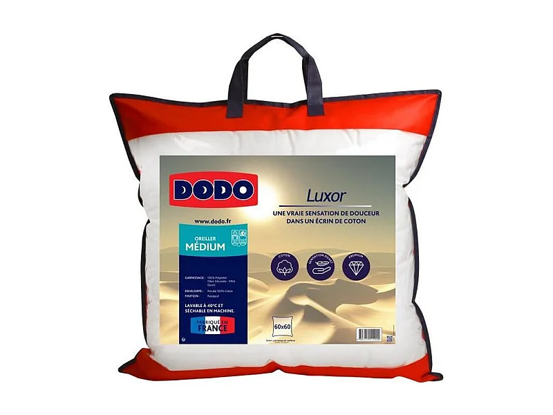 Almohada LUXOR 60x60 cm Efecto Plumón Uni DODO - Algodón Percal - Confort Medio - Textil Oeko-Tex