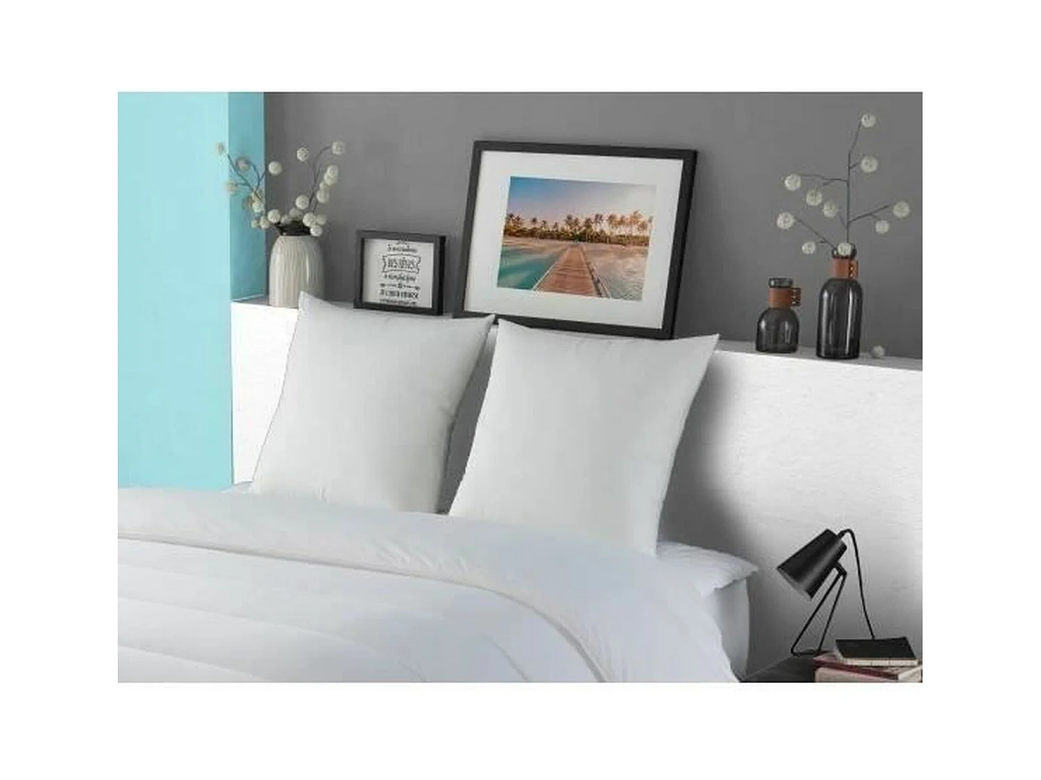 Almofada LUXOR 60x60 cm Efeito Penas Uni DODO - Algodão Percal - Conforto Médio - Têxtil Oeko-Tex