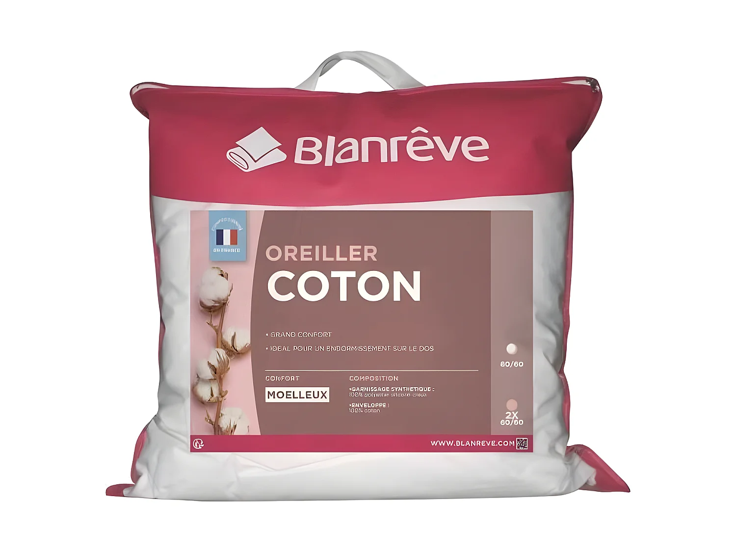 Baumwollkissen BLANREVE - Weicher Komfort - 60 x 60 cm - Weiß