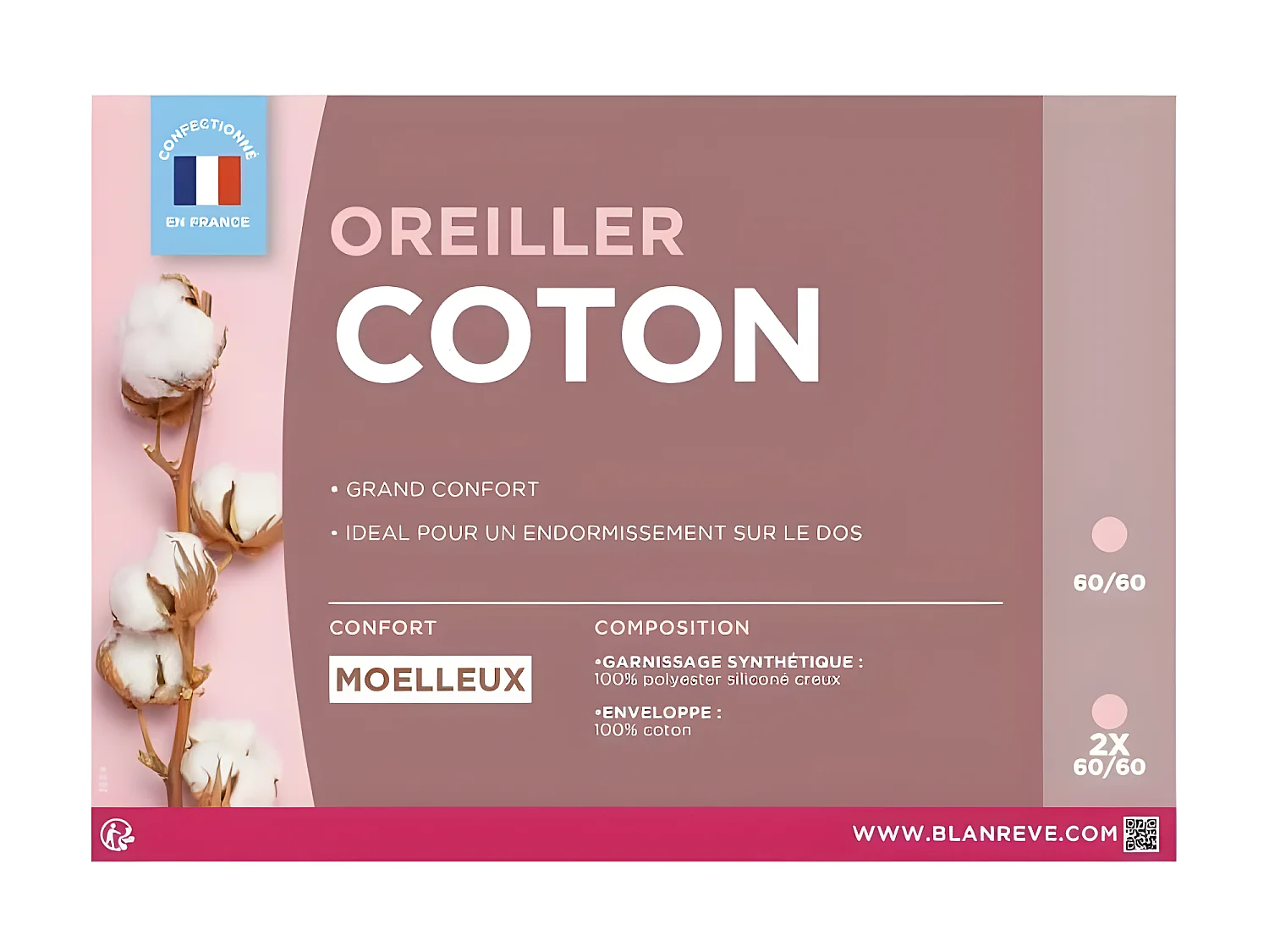 Baumwollkissen BLANREVE - Weicher Komfort - 60 x 60 cm - Weiß