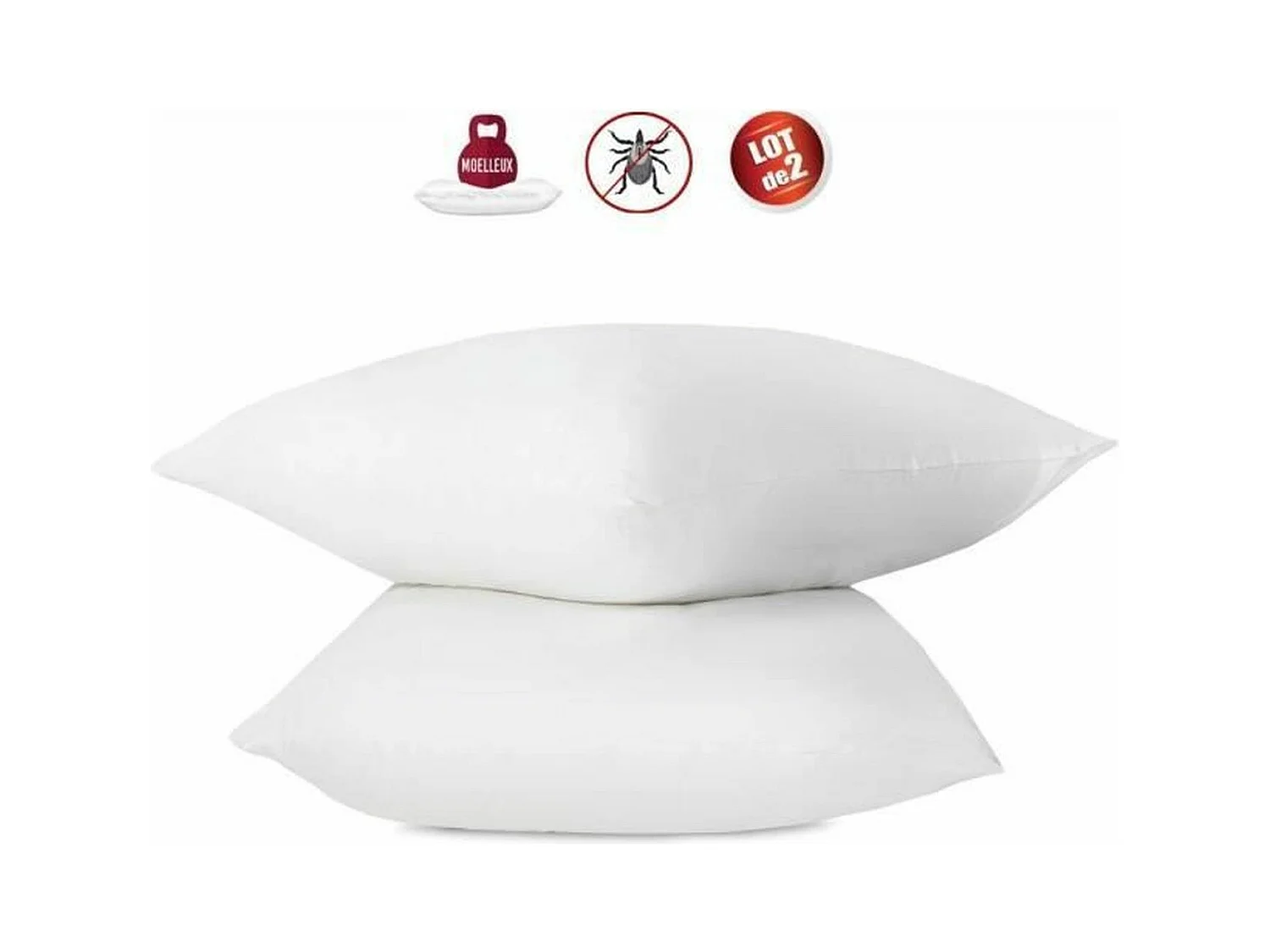 Set van 2 anti-allergene kussens 60 x 60 cm 100% katoen behandeld met biologisch - Abeil