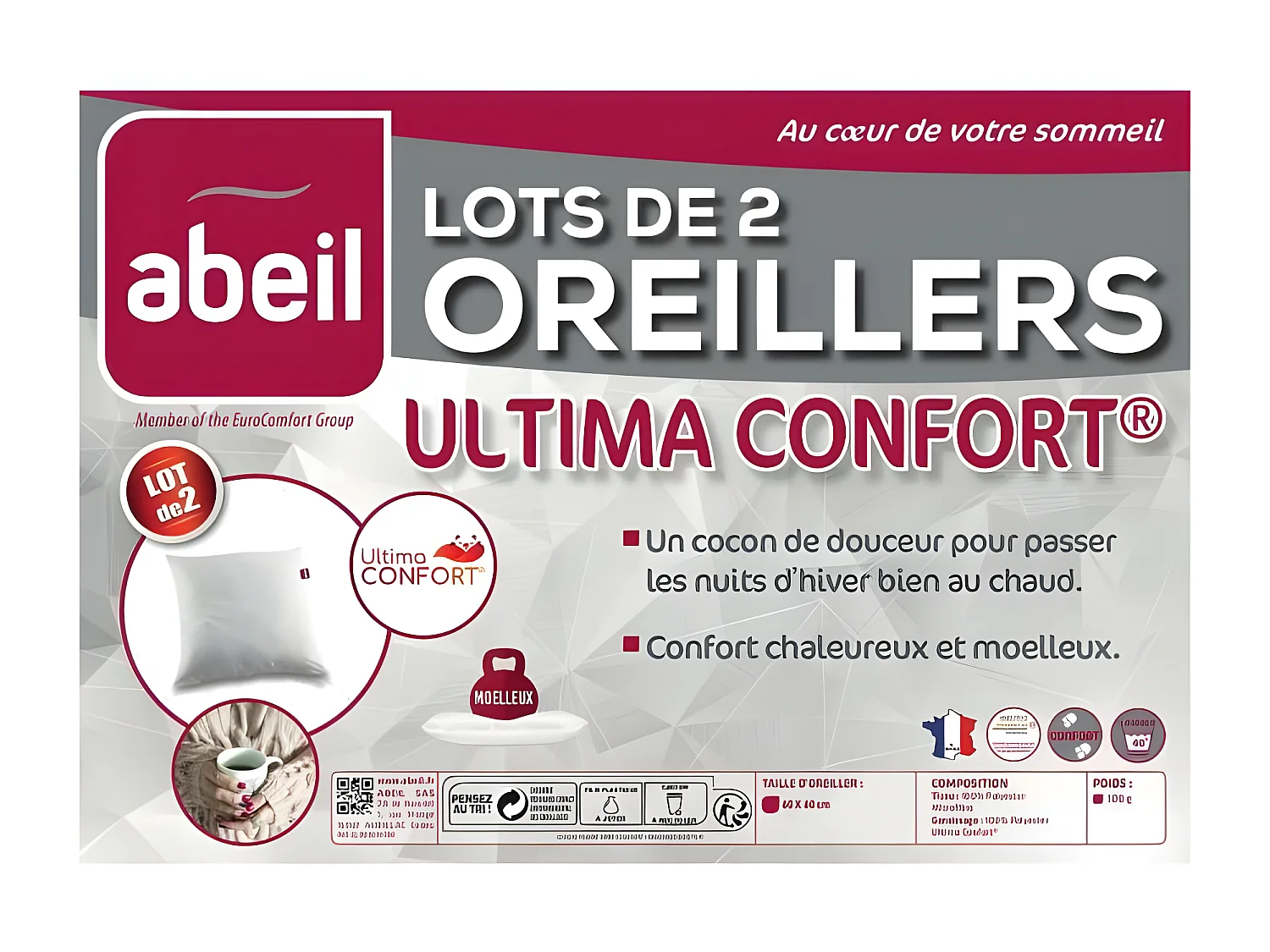 Set aus 2 Kissen Ultima Confort - 60 x 60 cm