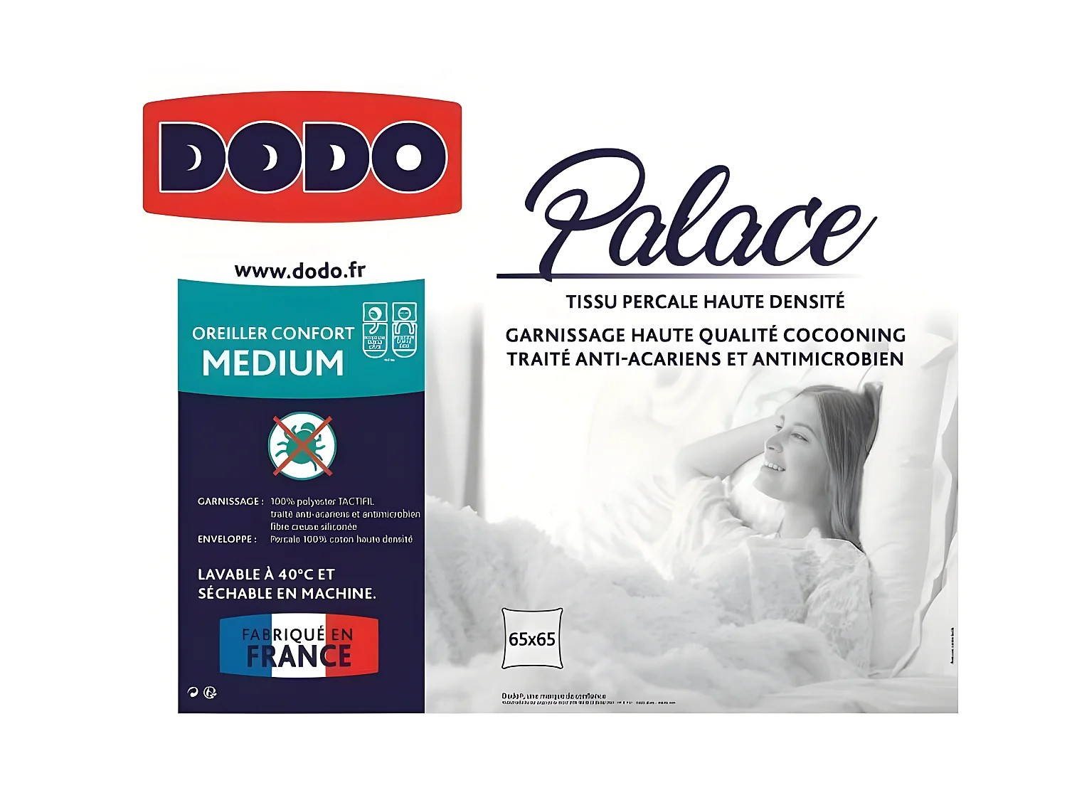 Almohada Percale Anti-Ácaros PALACE - Confort Medium 65 x 65 cm