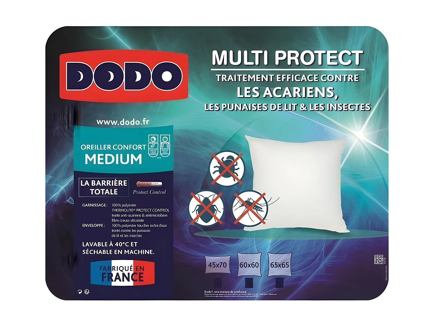 Almohada MULTIPROTECT - 65 x 65 cm DODO Confort Médium