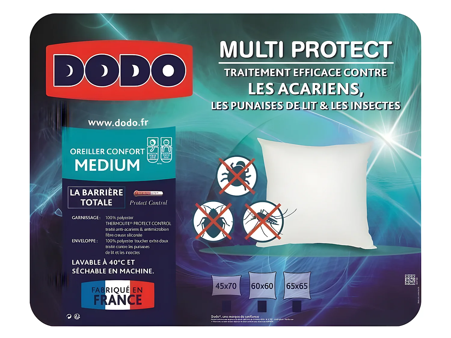 Kissen MULTIPROTECT - 65 x 65 cm DODO Confort Médium