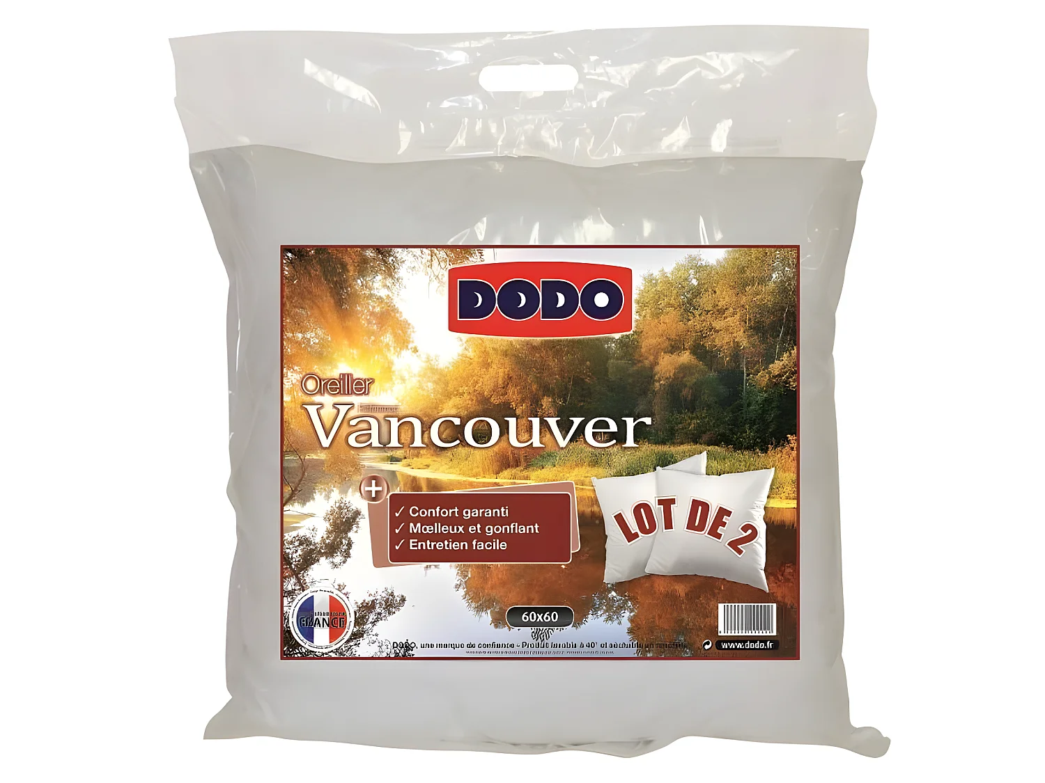 Set aus 2 Kissen DODO VANCOUVER 60x60cm aus Weicher und Bequemer Baumwolle - Französische Herstellung