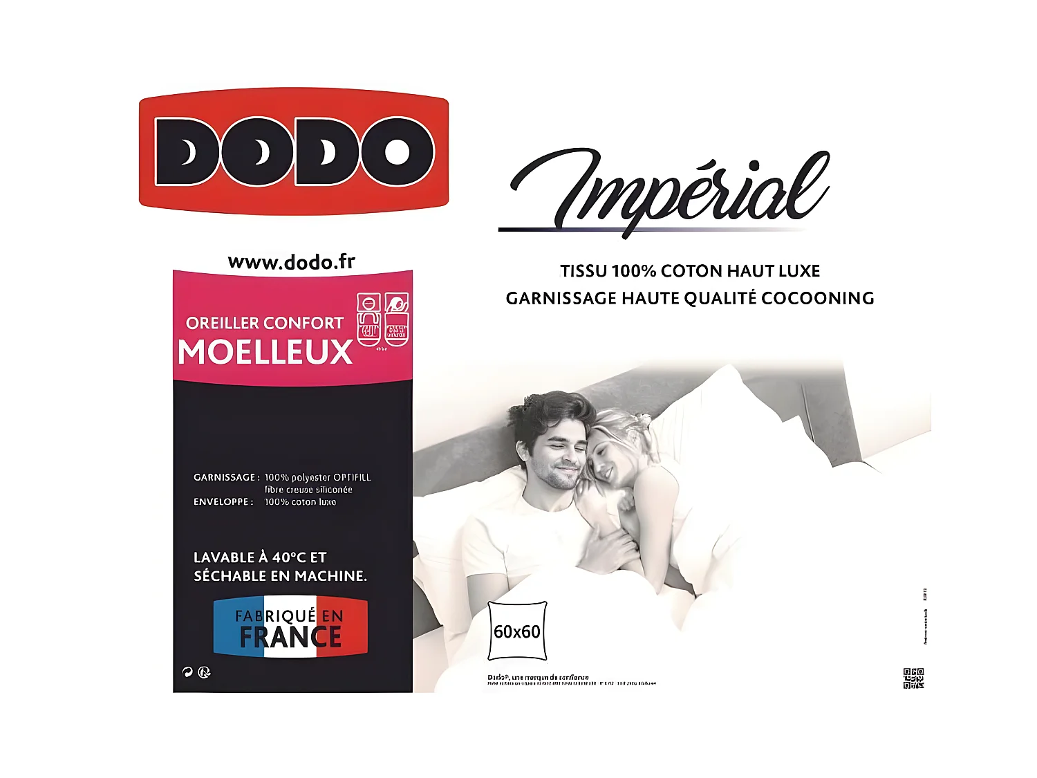 Puchata poduszka Imperial DODO - 60 x 60 cm - Biały