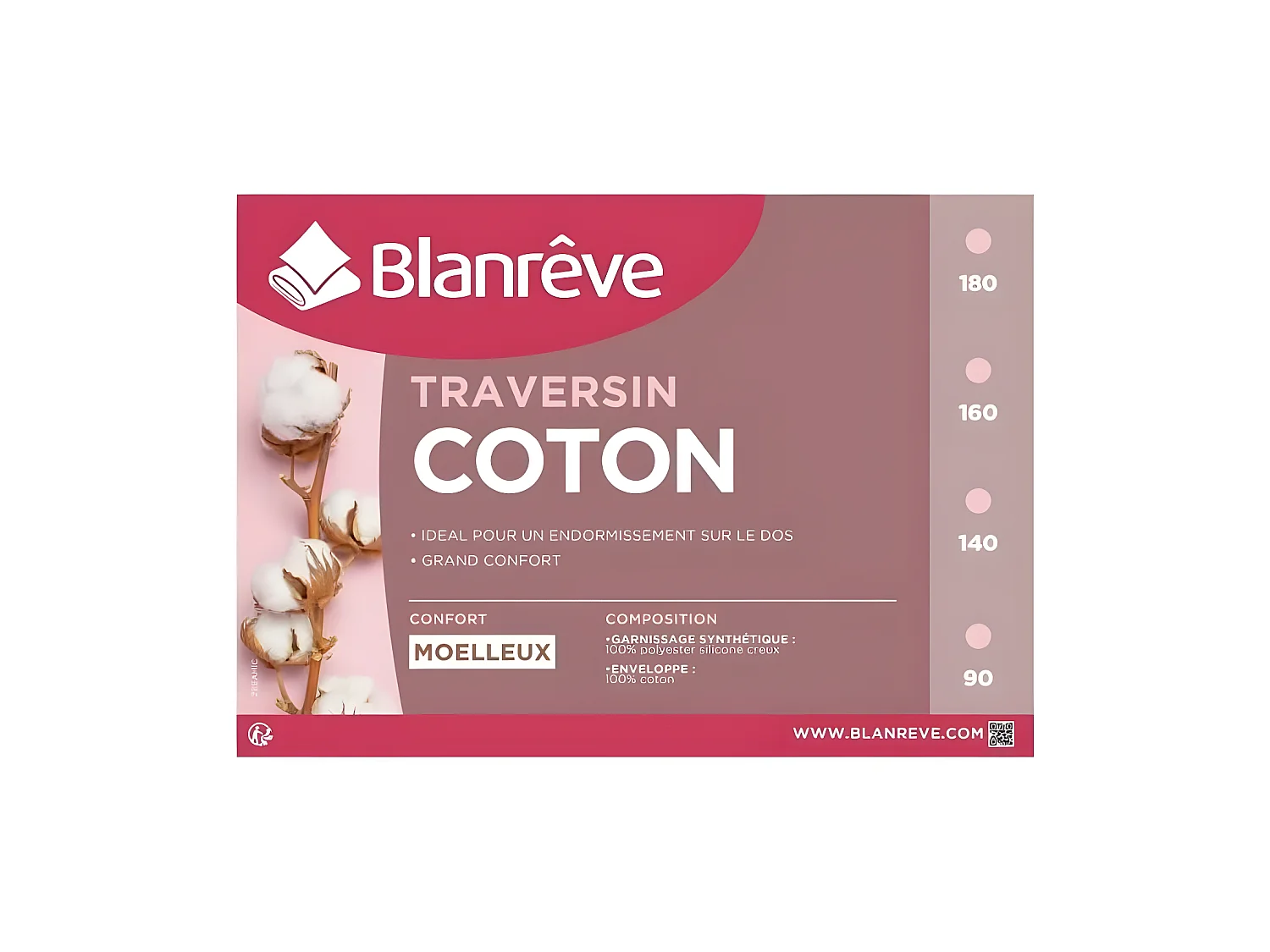 Baumwollkissen 160 cm Weiß Bequem und flauschig