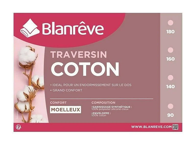 Traversin en coton 180 cm - Blanc