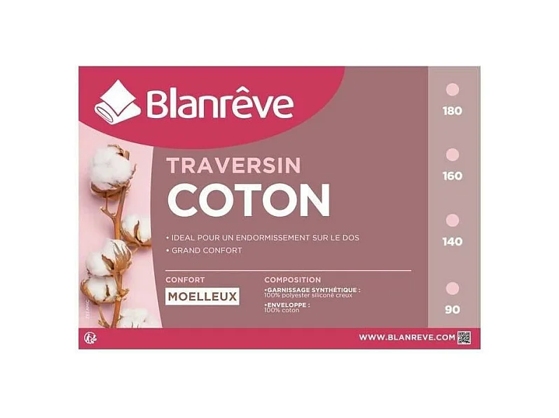Traversin en coton 140 cm - Blanc