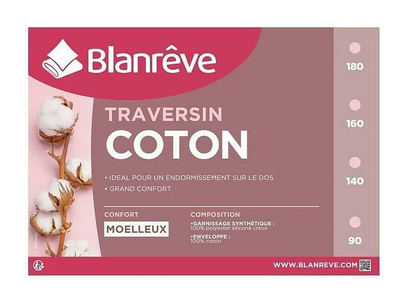 Traversin en coton 140 cm - Blanc