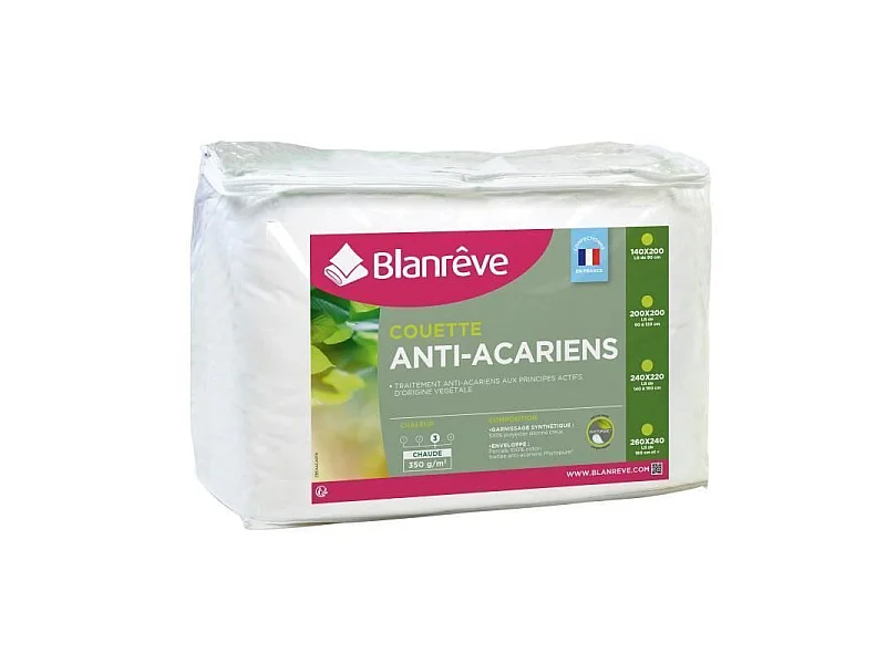 Edredón cálido de percal antiácaros 350g/m² 220x240cm