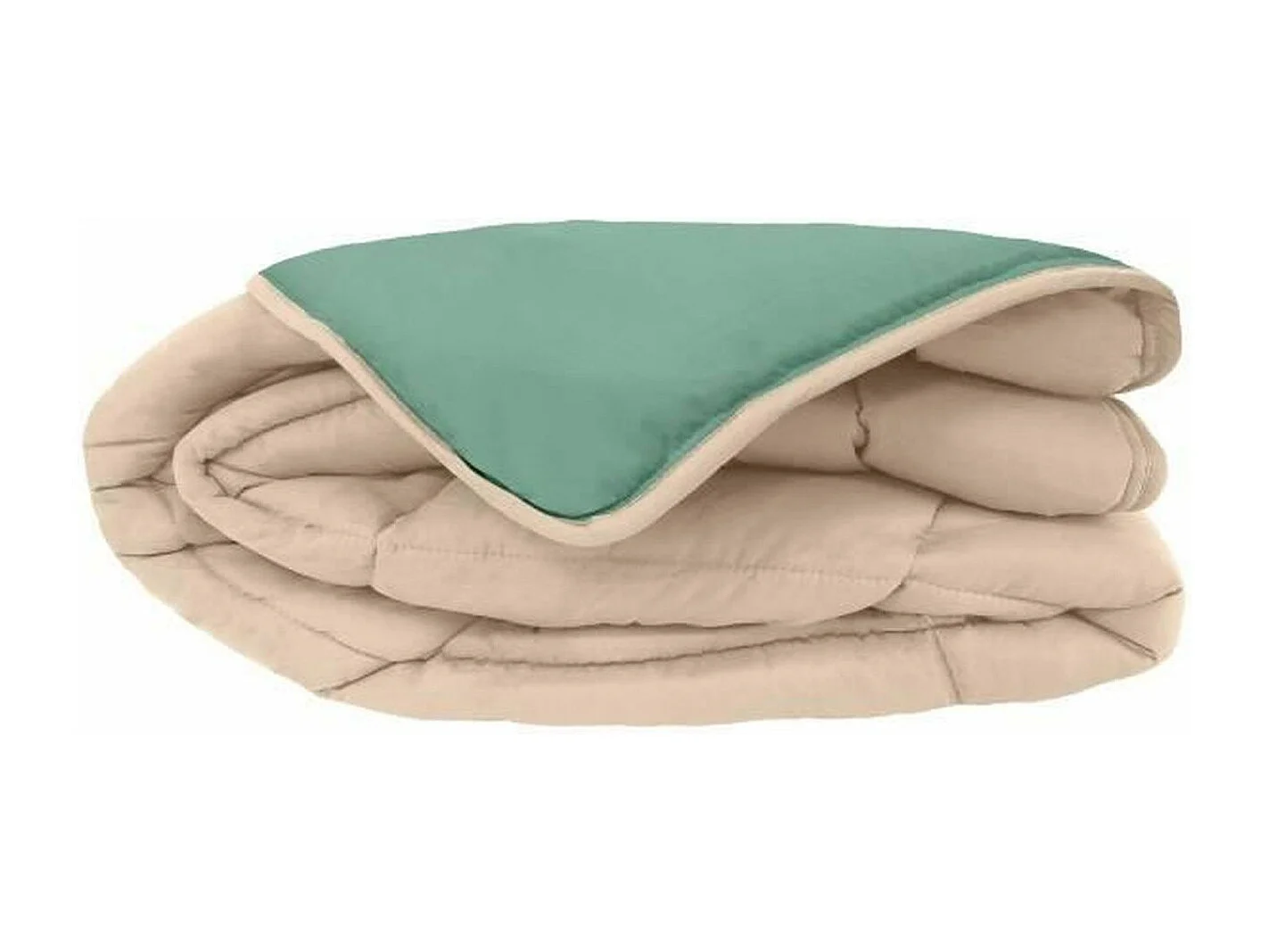 POYET MOTTE Couette Microfibre 400g/m2 CALGARY - 200 x 200 cm - Gris galet et Vert lac