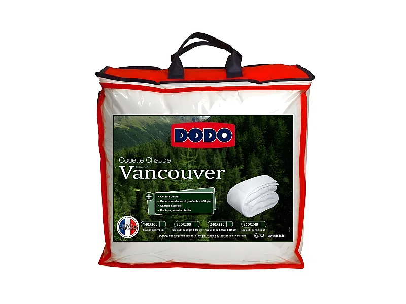 Warme Bettdecke 400gr/m² VANCOUVER 240x260 cm weiß DODO - Französische Herstellung