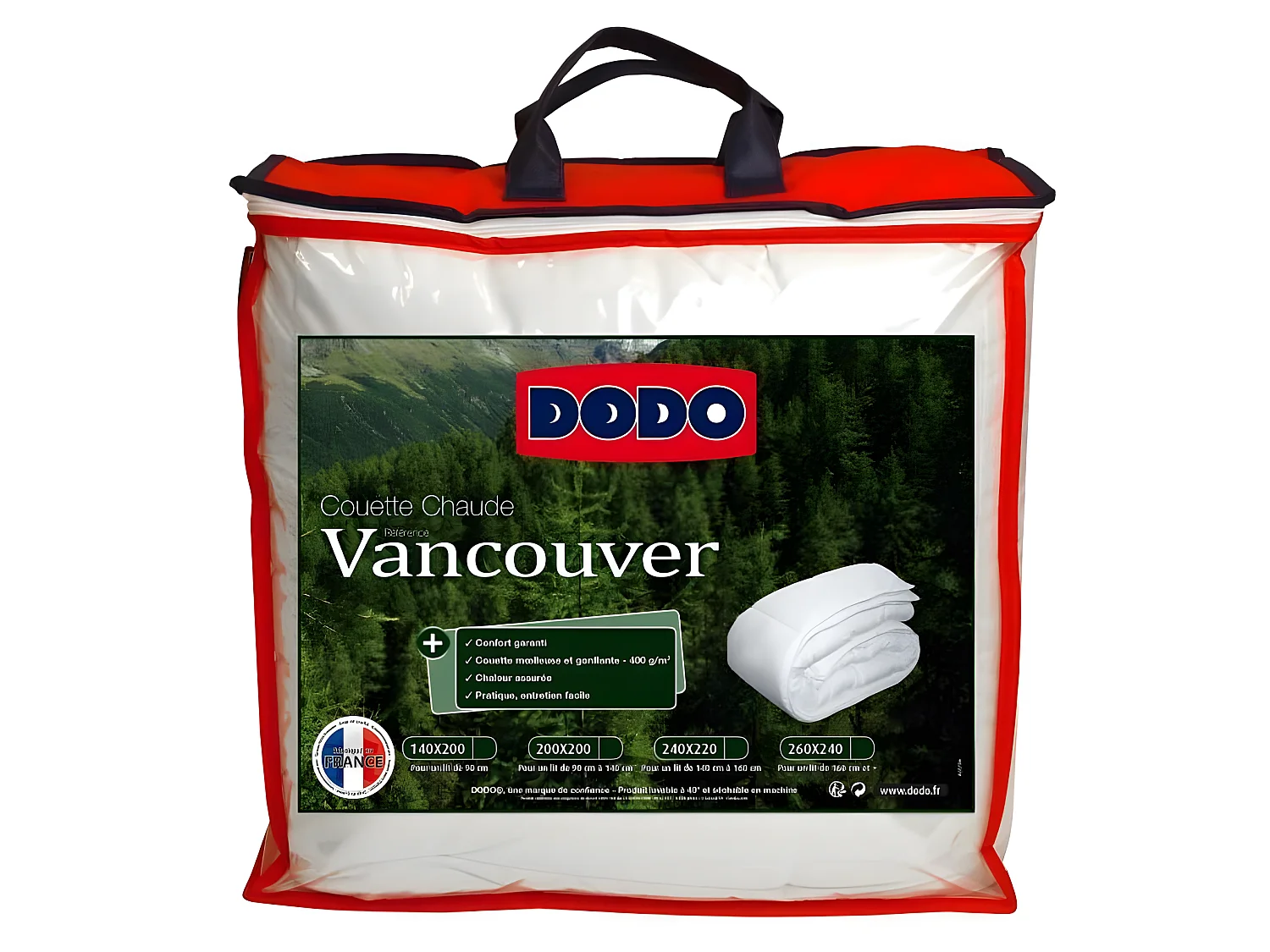 Couette chaude 400gr/m² VANCOUVER 240x260 cm blanc