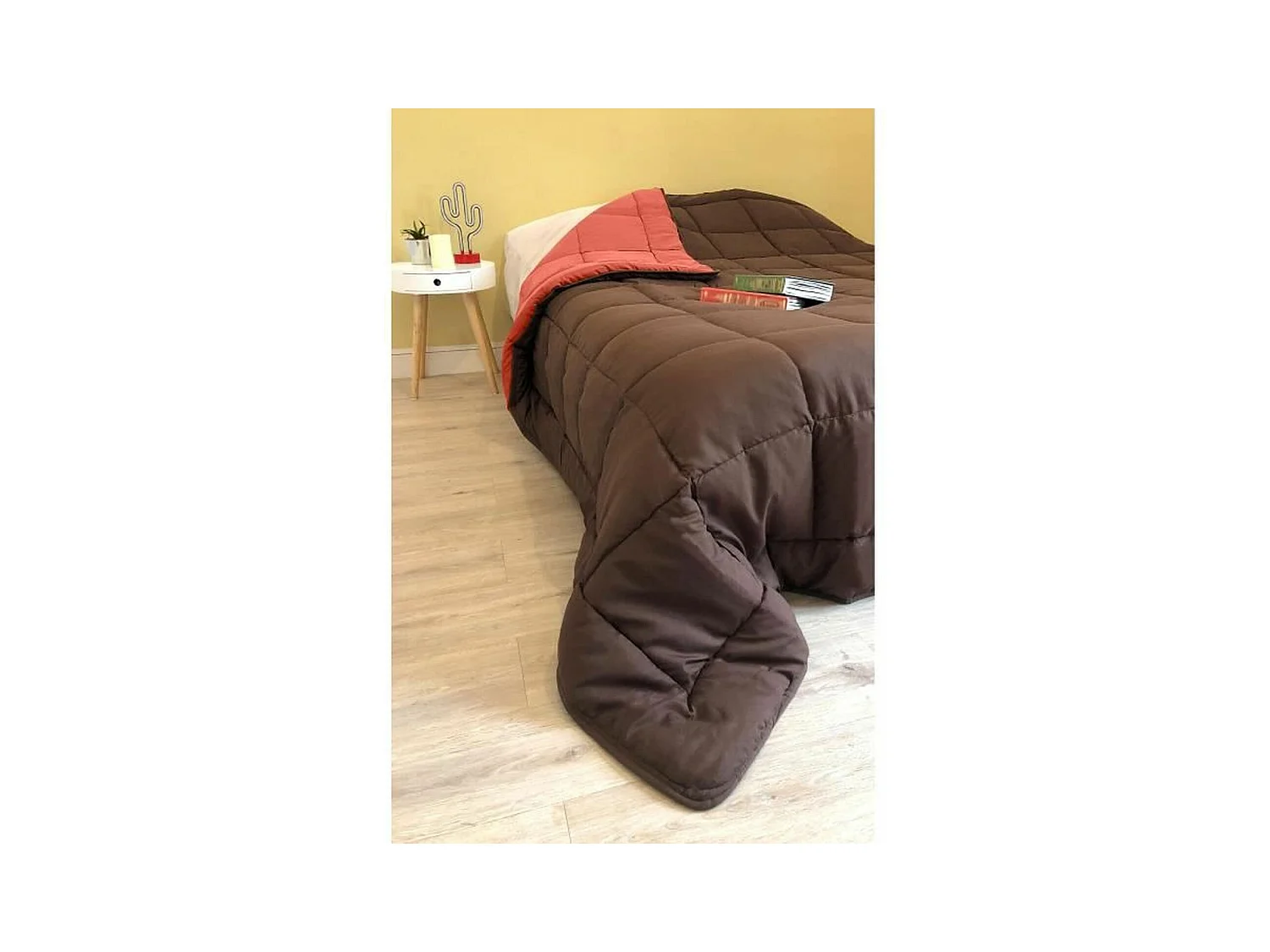 Edredão quente de Microfibra 400 gr/m2 CALGARY Chocolate + Coral 140x200cm