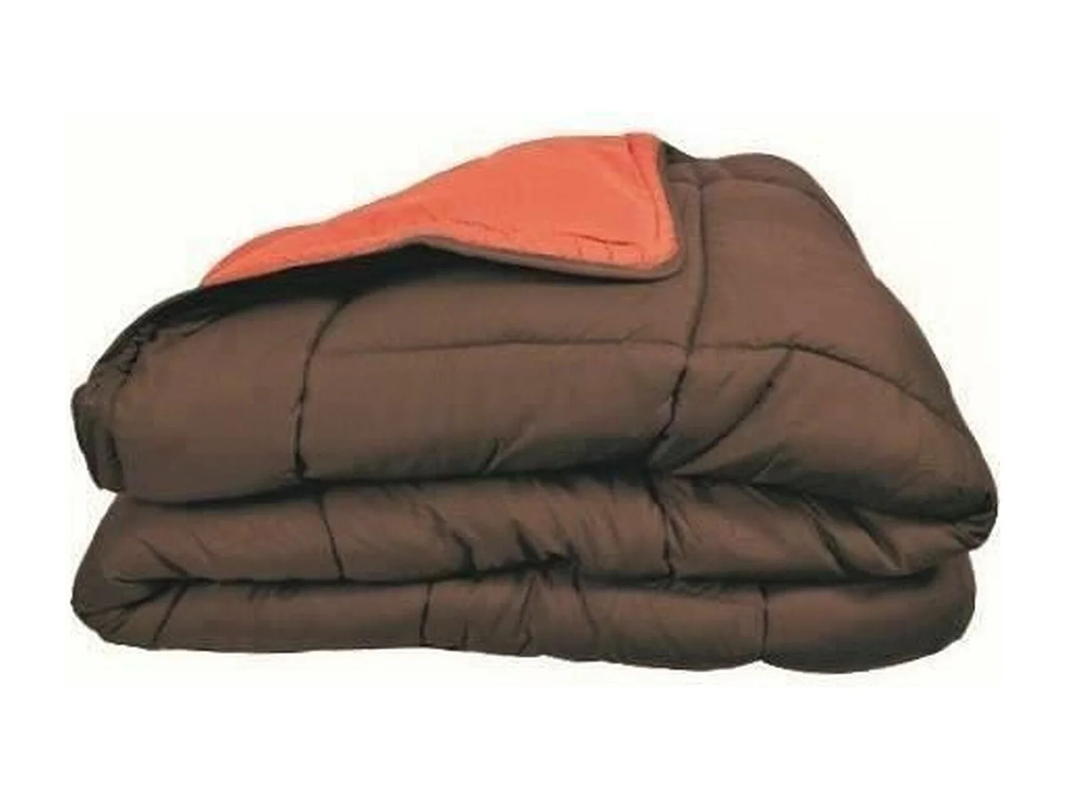 Couette chaude Microfibre 400 gr/m2 CALGARY Chocolat + Corail 140x200cm