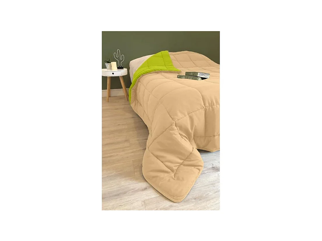 Couette chaude Microfibre 400 gr/m2 CALGARY Anis + Nude 200x200cm