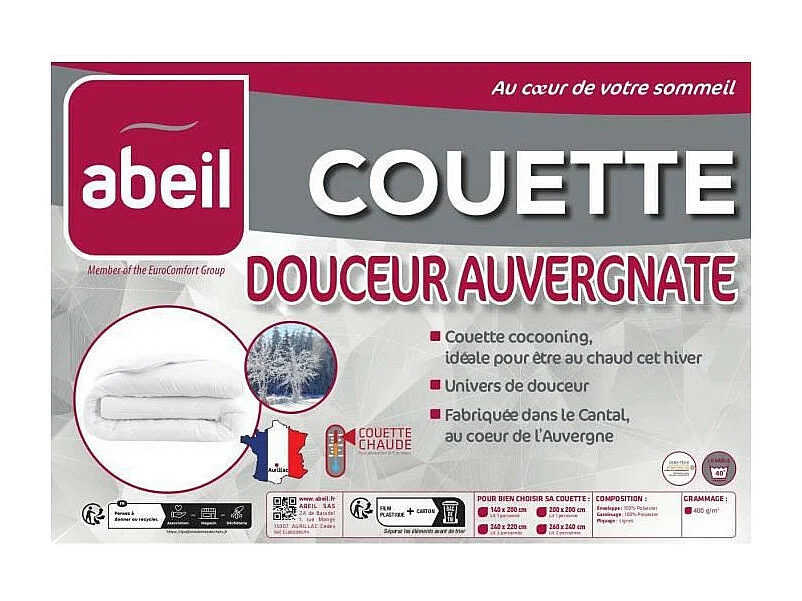 Couette Douceur Auvergnate - 140 x 200 cm - Chaude - 1 personne - ABEIL