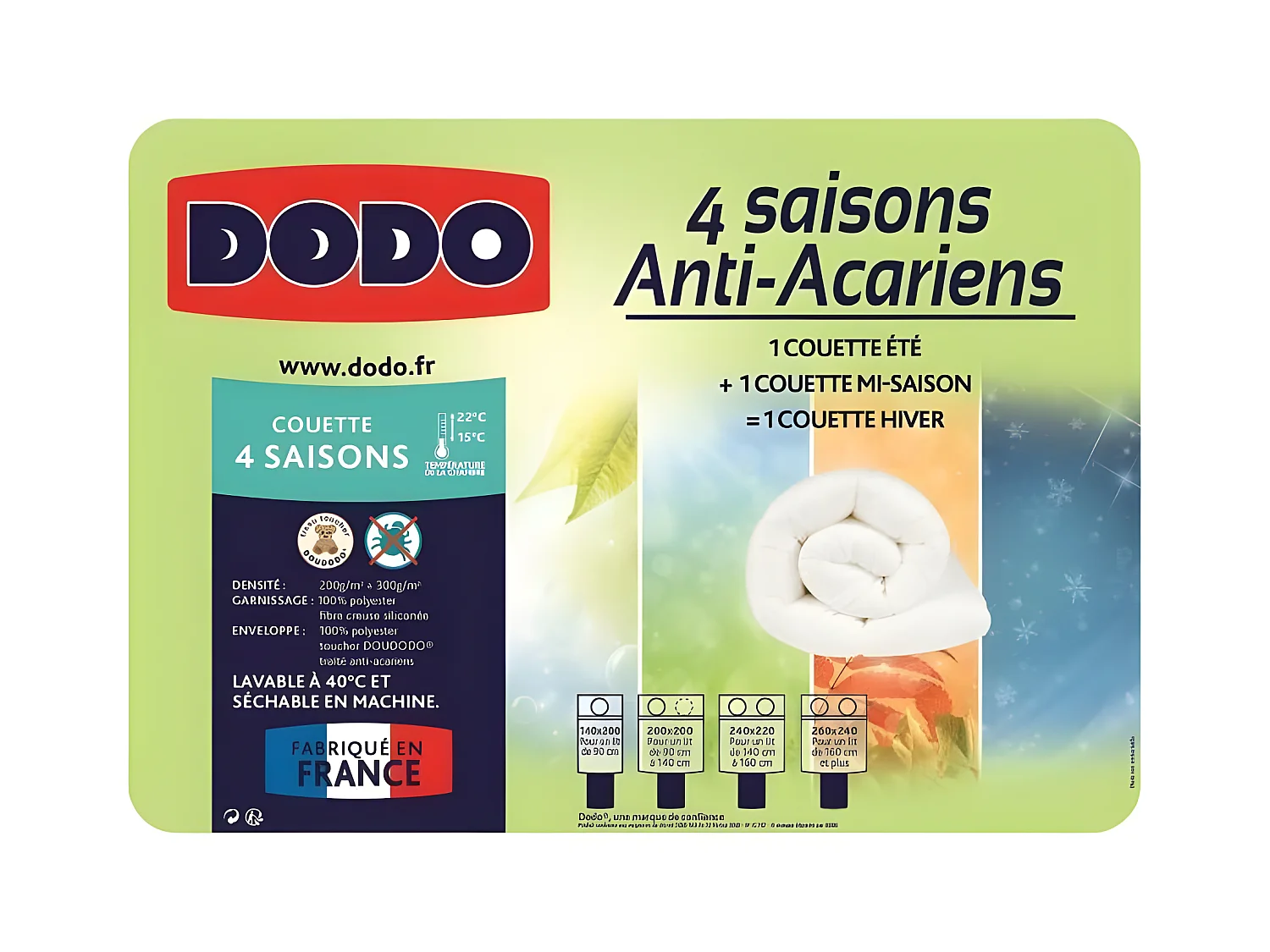 Dekbed 4 seizoenen anti-allergisch DODO - 220 x 240 cm - Wit