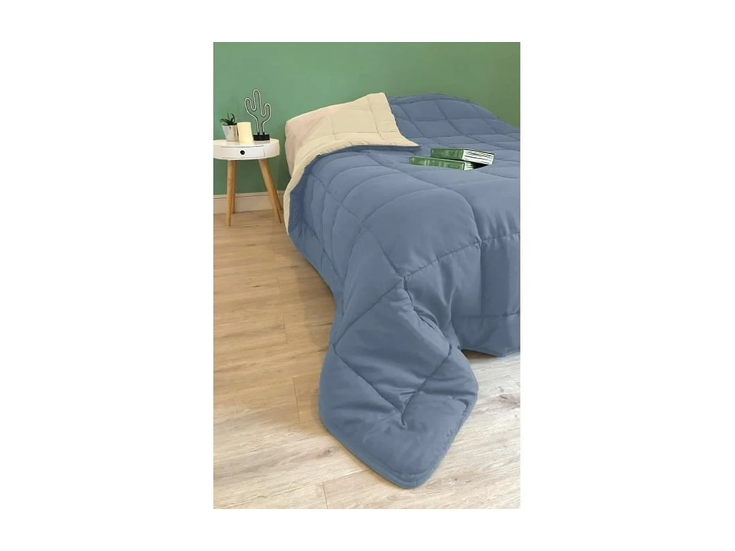 Edredón Reversible de Microfibra 400g/m2 Petróleo y Mastic 140x200cm