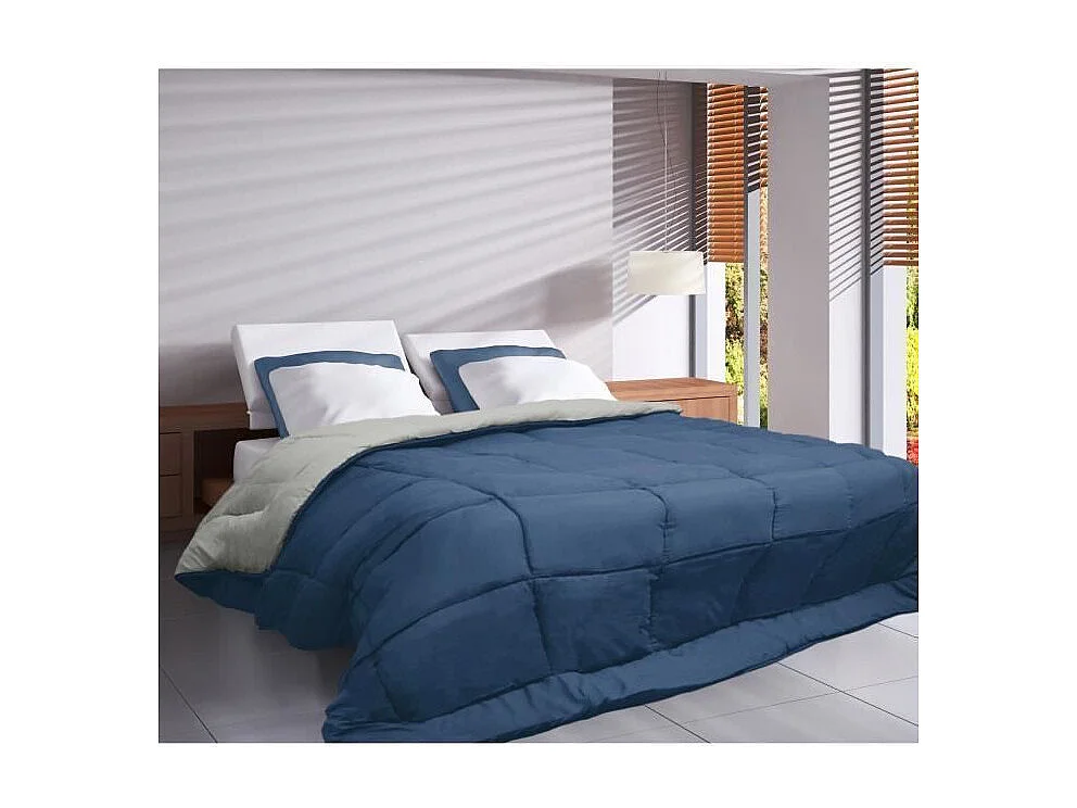 Couette Microfibre 400g/m2 CALGARY Petrole + Mastic 140x200cm
