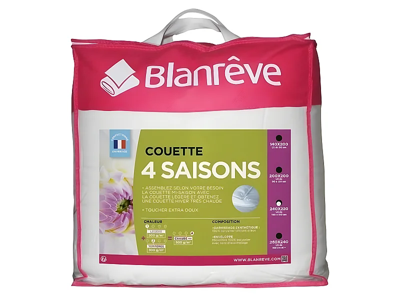 BLANREVE Couette 4 saisons - 220 x 240 cm - Blanc