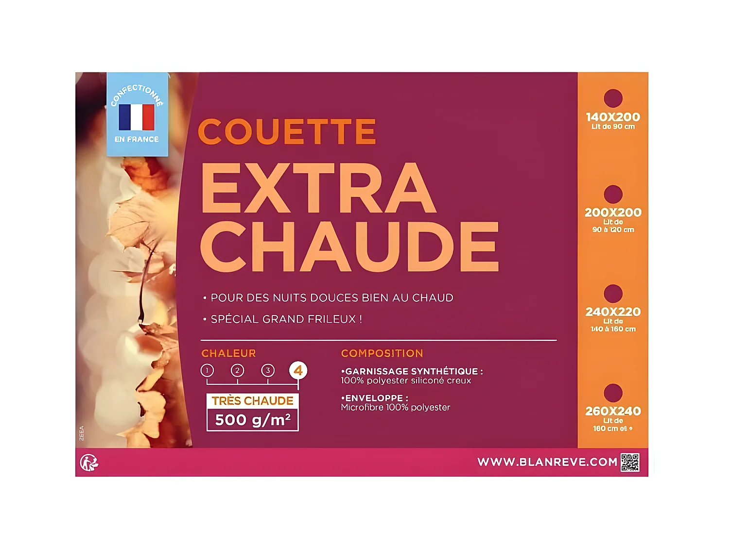 Extra warm dekbed van microvezel BLANREVE - 140 x 200 cm - Wit