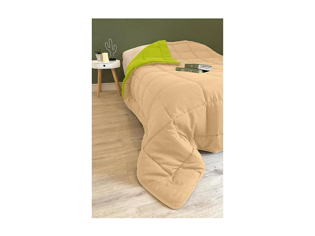Couette chaude Microfibre 400 gr/m2 CALGARY Anis + Nude 140x200cm