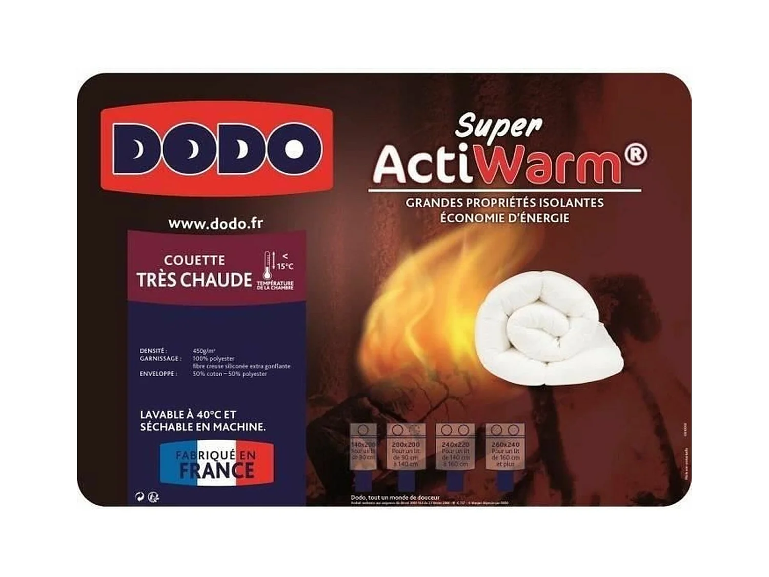 Couette tres chaude SUPER ACTIWARM 200 x 200 cm blanc