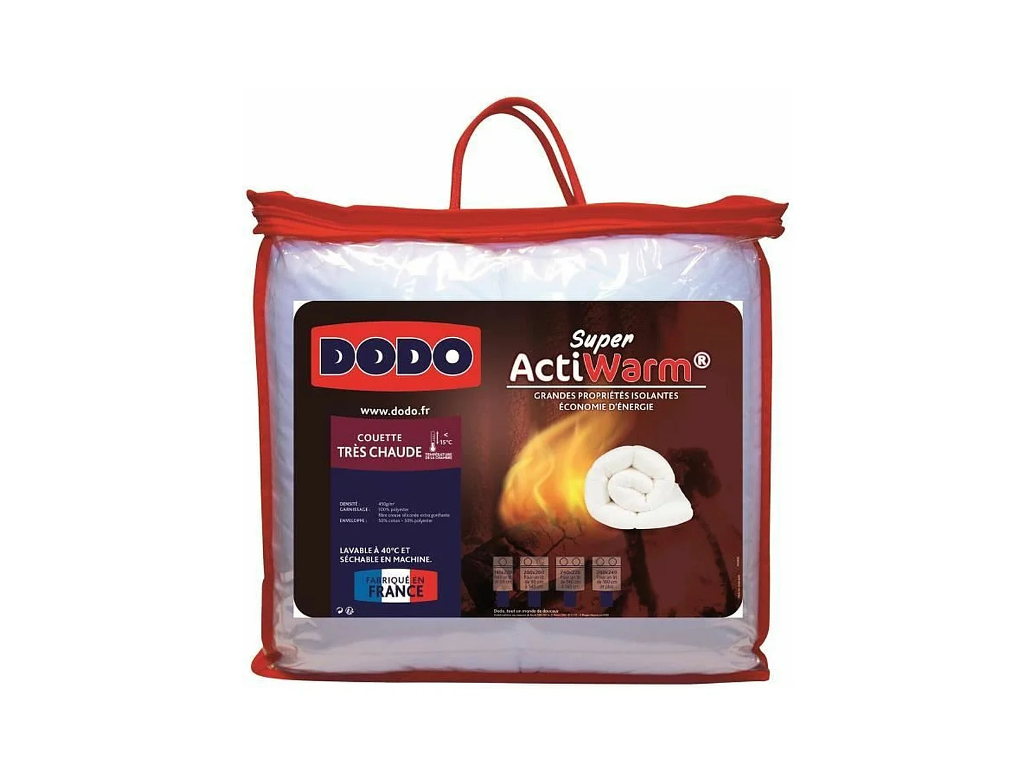 Zeer warm dekbed SUPER ACTIWARM 450g/m² 200x200 cm wit DODO