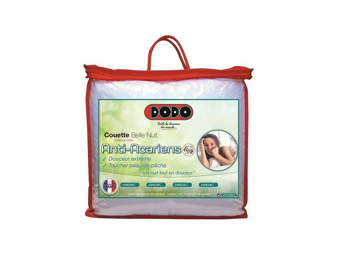 Kołdra o średniej temperaturze 350g/m² BELLE NUIT 140x200cm - Poliester przeciw roztoczom - Wyprodukowana we Francji