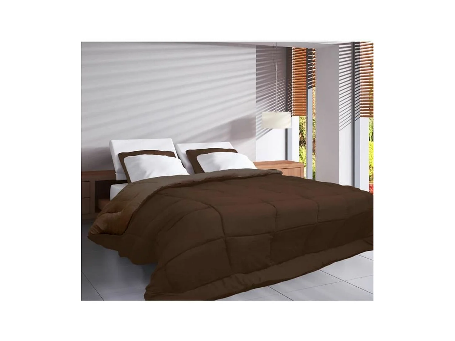 Piumone caldo in microfibra 400 gr/m2 CALGARY Choco + Moka 200x200cm