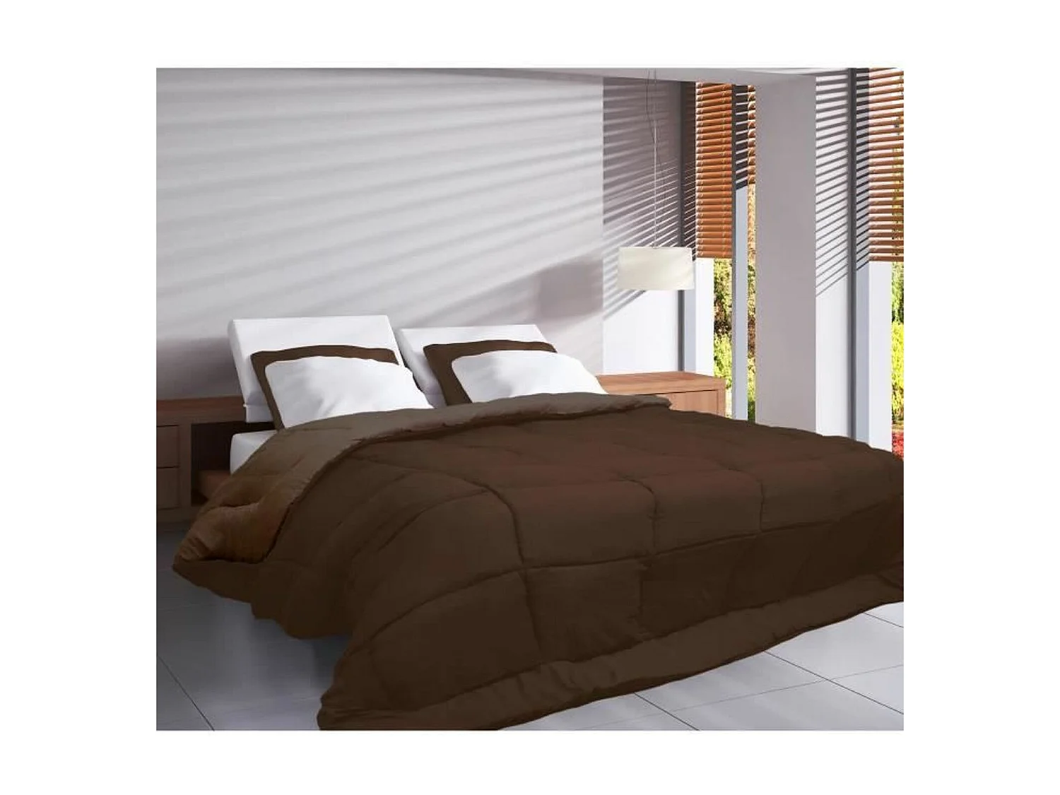 Edredón cálido de microfibra 400 gr/m2 CALGARY Choco + Moka 200x200cm