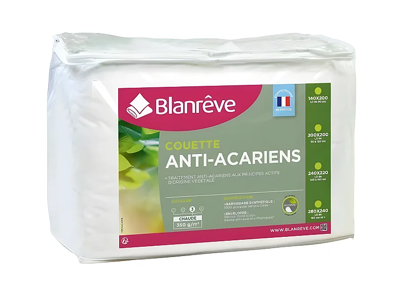 BLANREVE Couette chaude Percale - Anti-acariens - 350g/m2 - 240x260cm