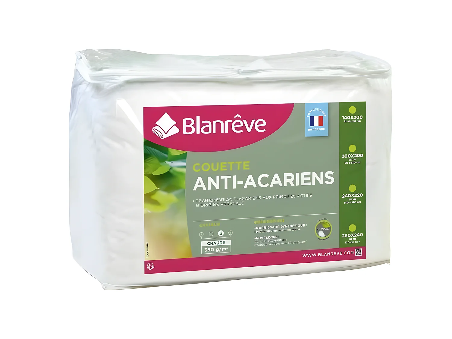 BLANREVE Couette chaude Percale - Anti-acariens - 350g/m2 - 200x200cm
