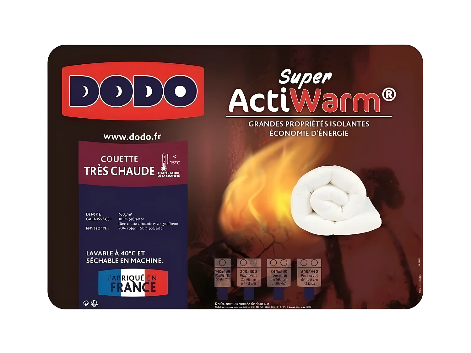 Bardzo ciepła kołdra DODO 450g/m² SUPER ACTIWARM 240x260 cm biała