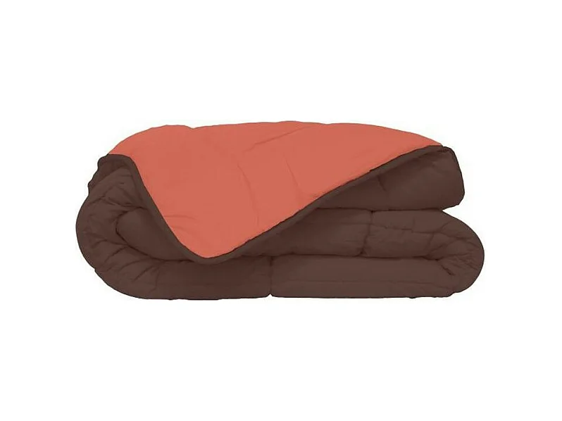 Couette chaude Microfibre 400 gr/m2 CALGARY Chocolat + Corail 220x240cm