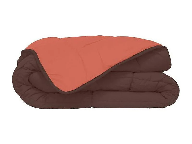 Couette chaude en microfibre chocolat & corail 400g-m² Calgary-Taille 220x240 cm