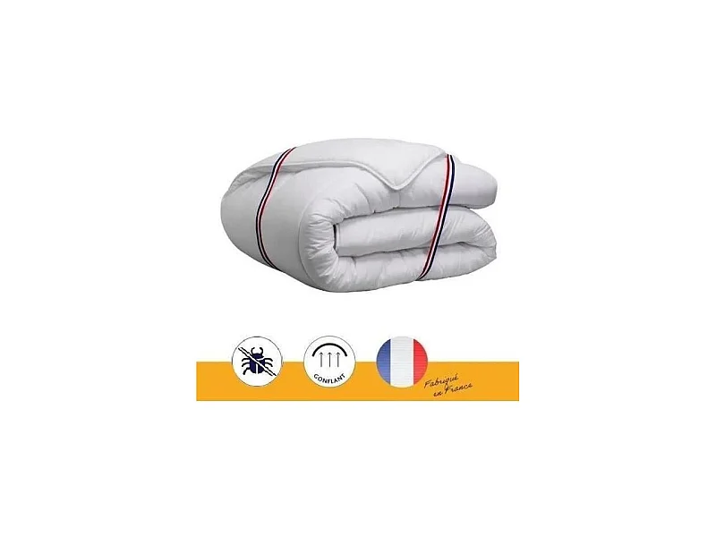 Couette Anti-acarien 220 x 240 cm DODO - Tempérée - 100% fibre polyester - 2 personnes - Blanc