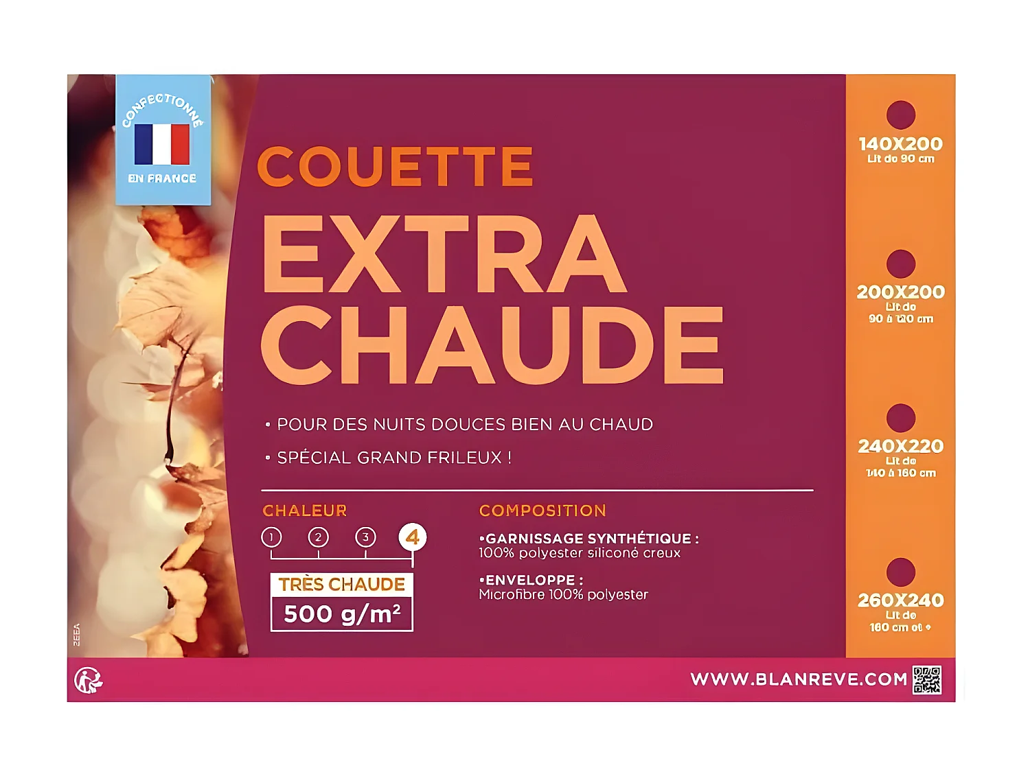 BLANREVE Couette extra chaude en microfibre - 200 x 200 cm - Blanc