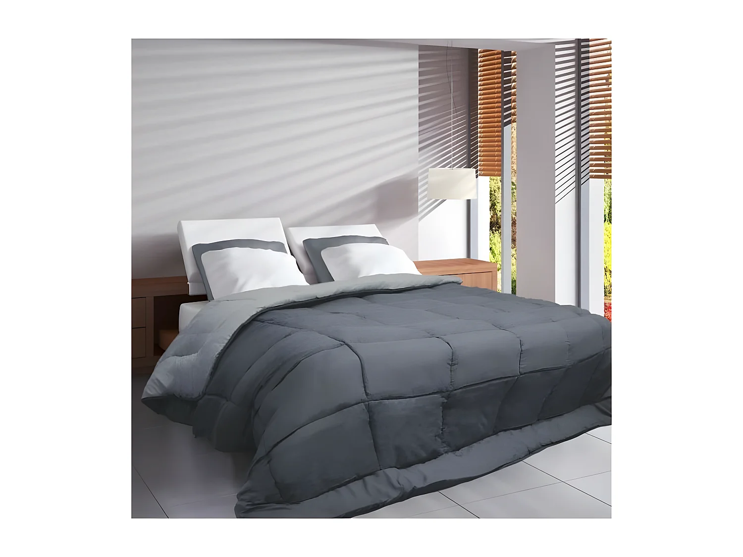 Leichte Wendebare Mikrofaserdecke 200g/m2 140x200cm - Hudson Stahl & Silber