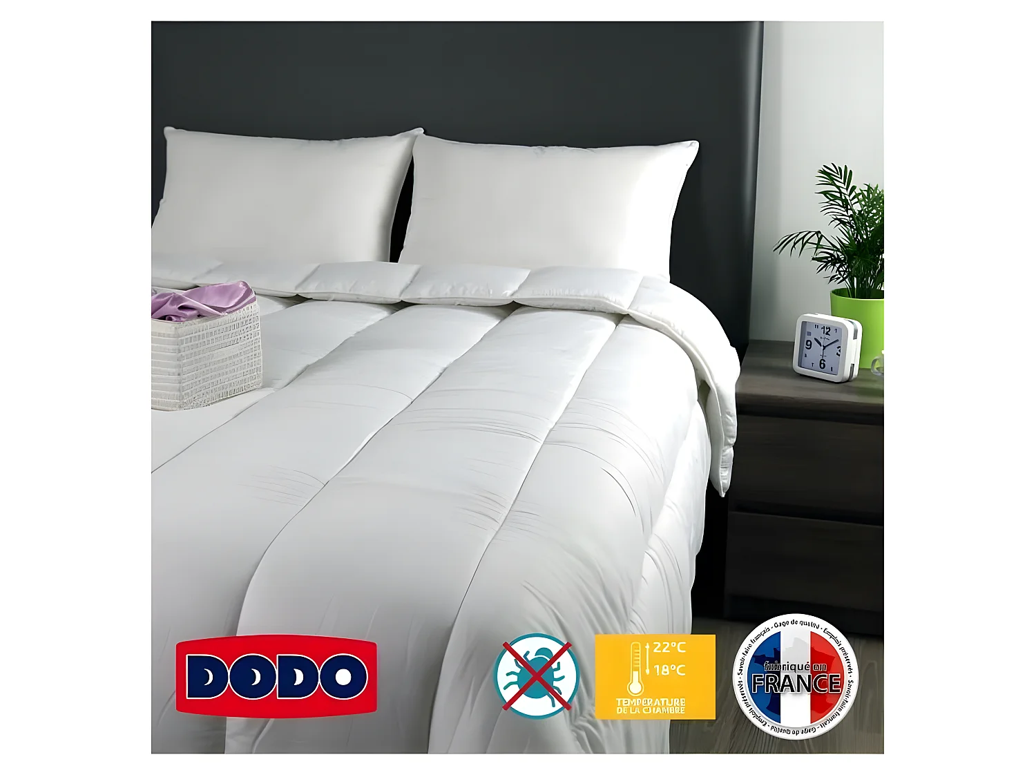 Couette tempérée 350gr/m² BELLE NUIT 200x200cm