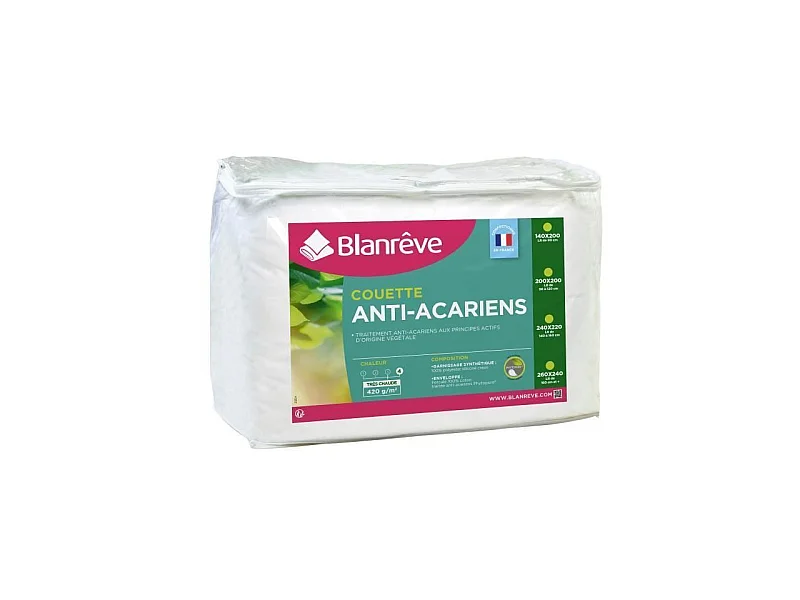 BLANREVE Couette tres chaude Percale - Anti-acariens - 420g/m2 - 240x260cm