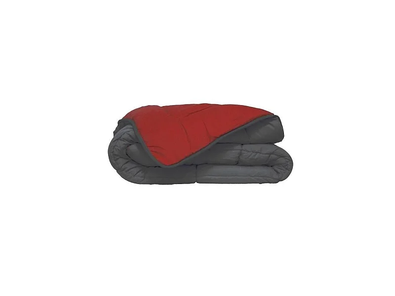 HUDSON Couette legere Microfibre 200g/m2 240x260cm Gris + Rouge