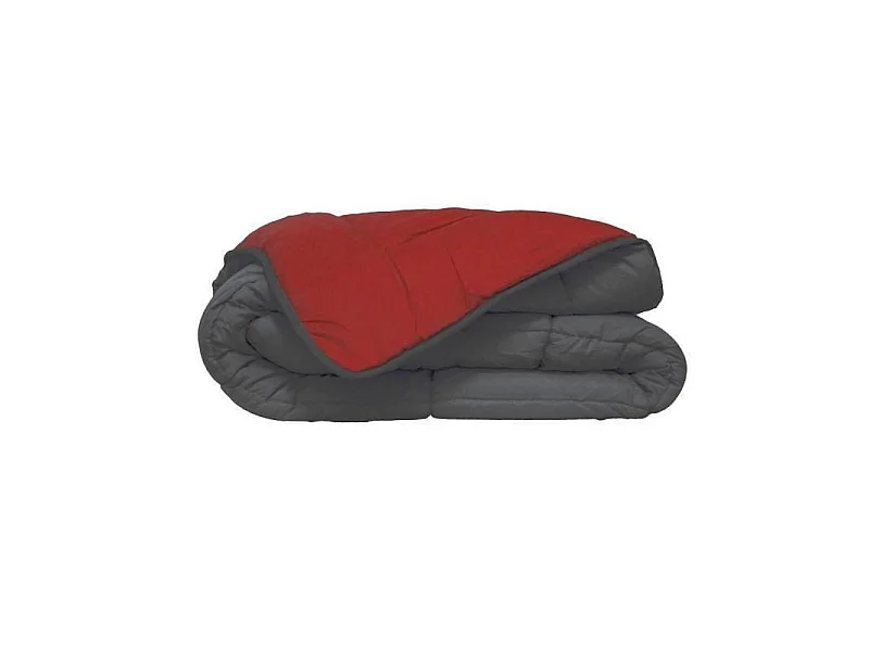 Leichte Mikrofaserdecke 200g/m2 Grau & Rot 240x260cm - POYET MOTTE