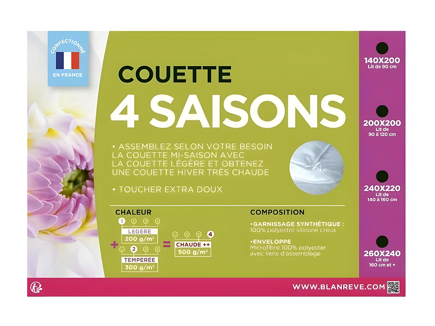 Piumone 4 stagioni BLANREVE - 240 x 260 cm - Bianco